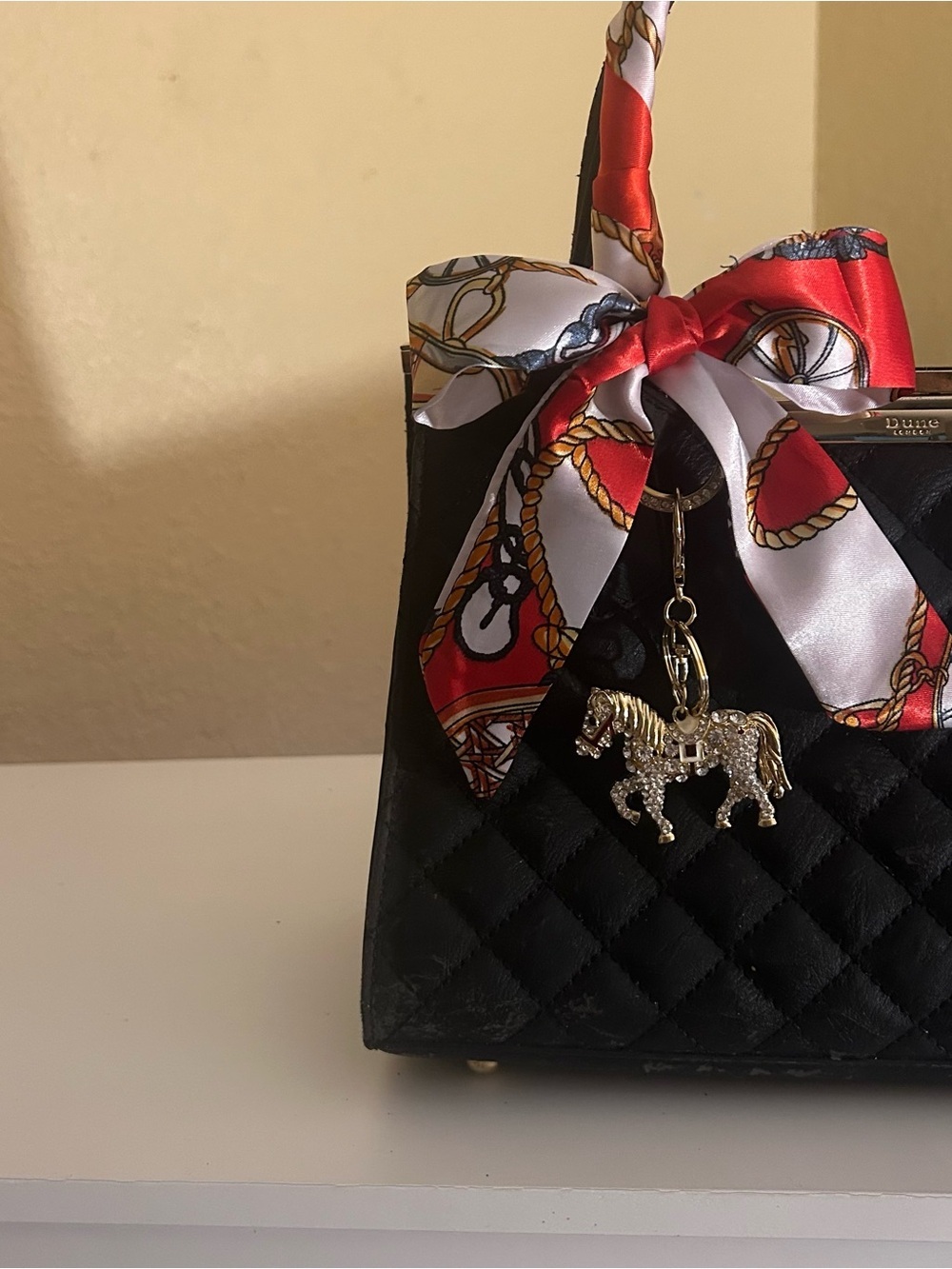 Twilly Women Handbag Purse Neck Tie Headband Bag Scarf 1 Tomato Red Gray… - Picture 8 of 14